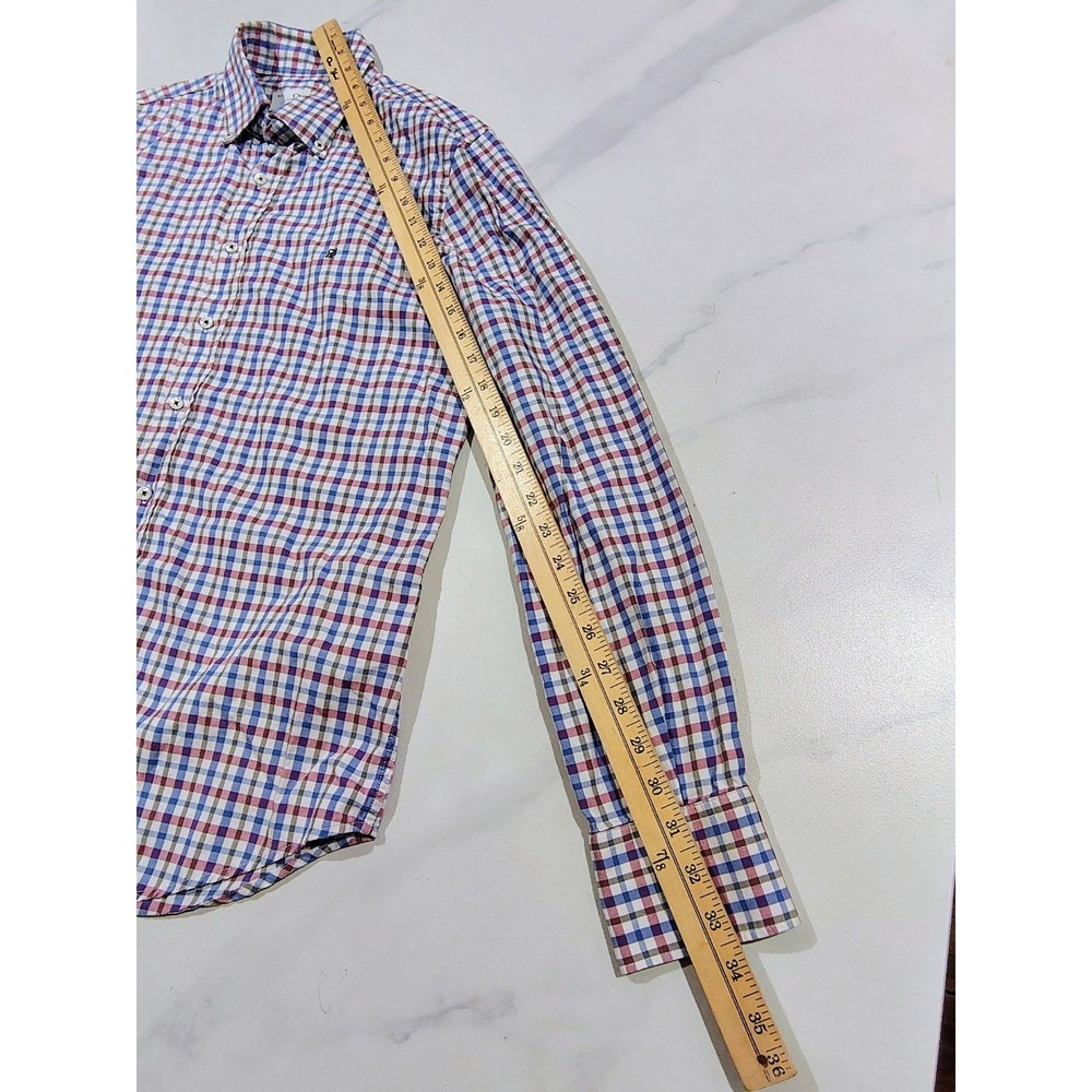 Carolina Herrera Men's Shirt Button Down Size 15 1/2 Cotton Plaid Multicolor M - Picture 10 of 13